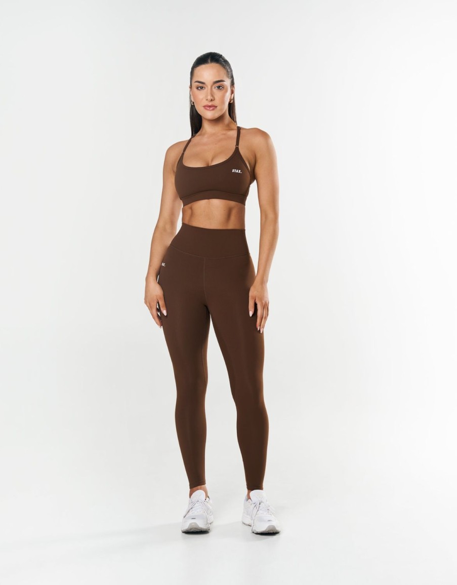 Women STAX Sports Bras & Crop Tops | Strappy Crop Nandex Raw Umber Brown