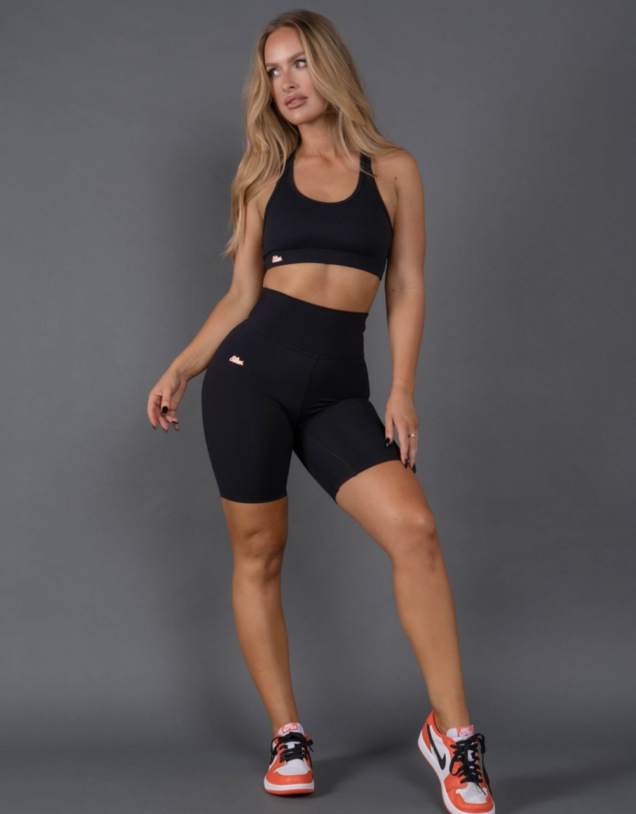 Women STAX Shorts | Limited Edition Bb Cursive Logo Bike Shorts Black