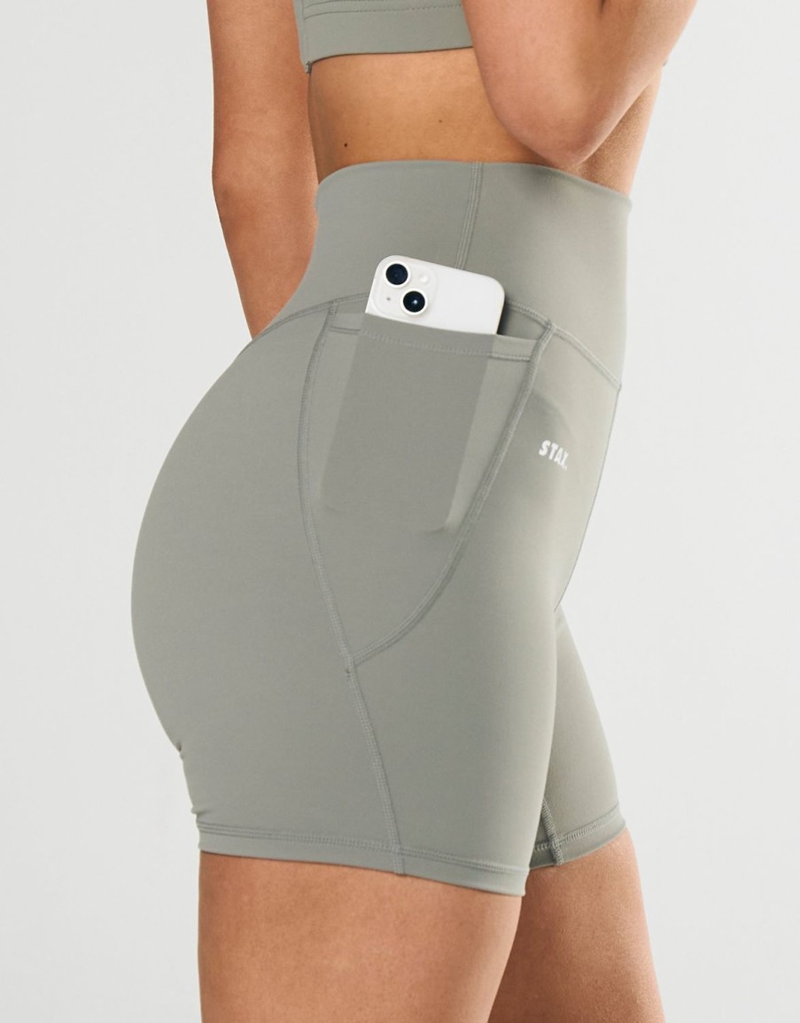 Women STAX Shorts | Phone Pocket Midi Bike Shorts Nandex Sage