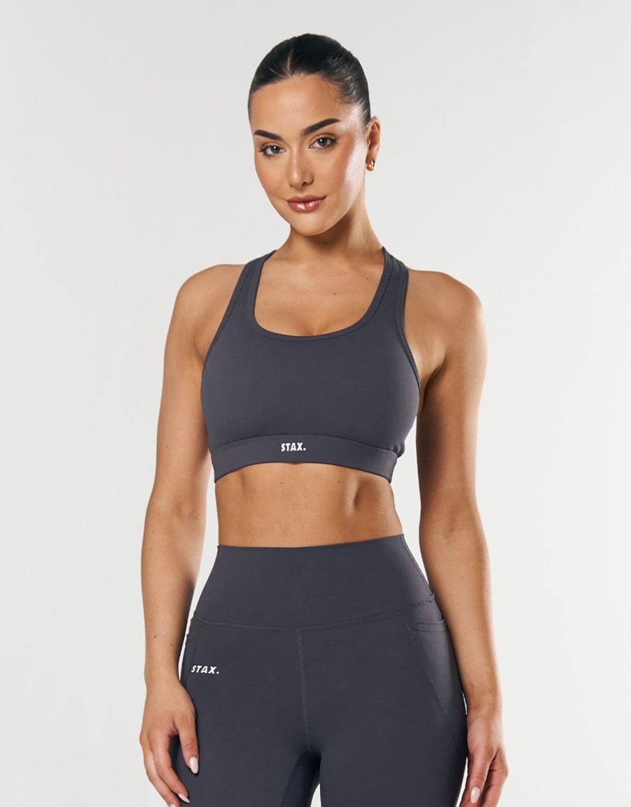 Women STAX Sports Bras & Crop Tops | Maverick Crop Nandex Dark Grey