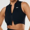 Women STAX Sports Bras & Crop Tops | Base Sleeveless Zip Tank Nandex Black