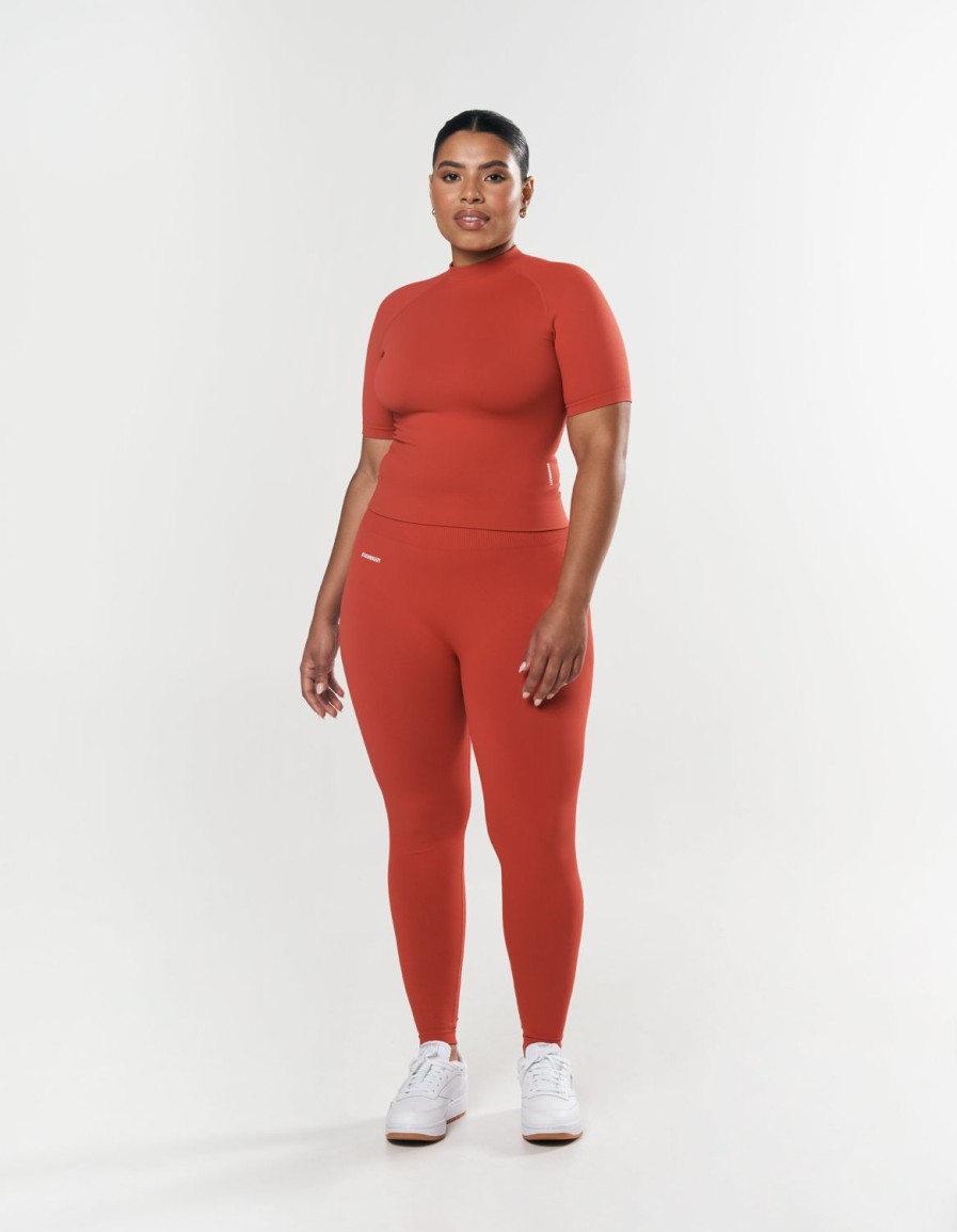 Women STAX Tanks & Singlets | Seamless High Neck Tee Red