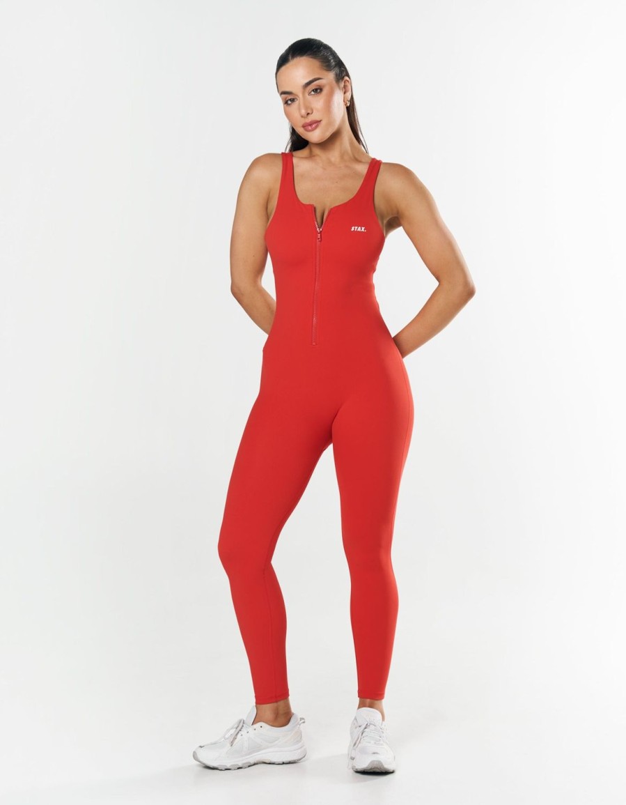 Women STAX Bodysuits | Full Length Bodysuit Nandex Red