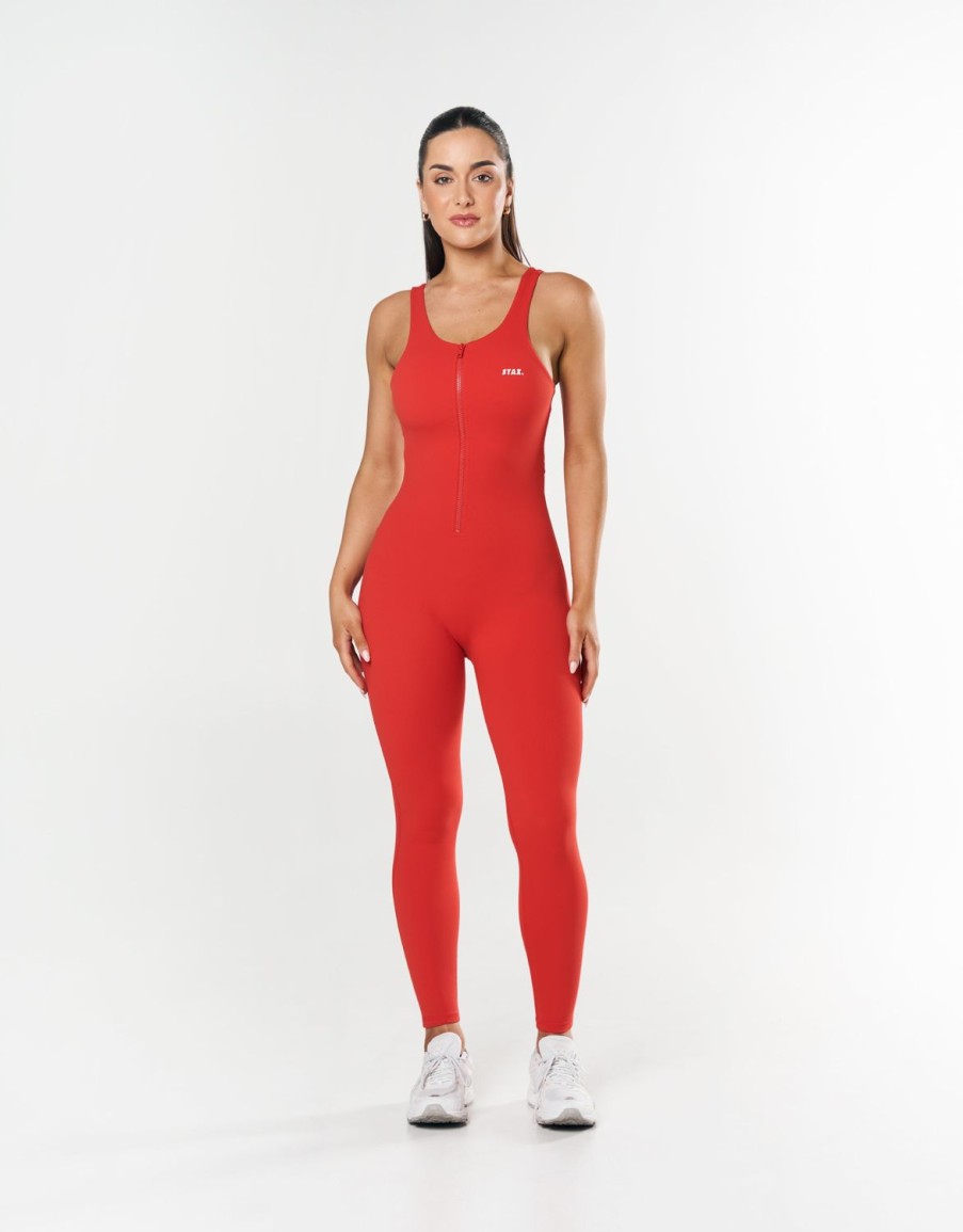 Women STAX Bodysuits | Full Length Bodysuit Nandex Red