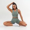 Women STAX Tanks & Singlets | Seamless Cropped Singlet Blue