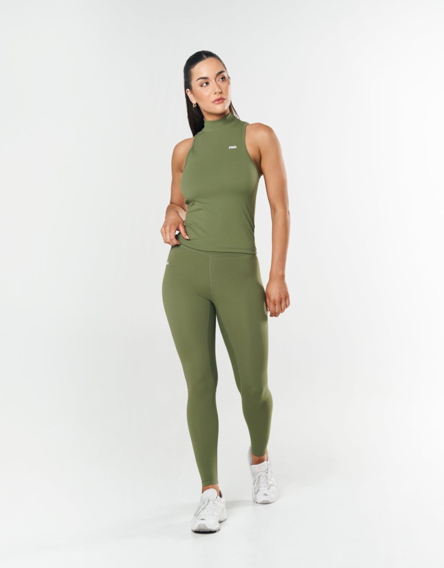 Women STAX Tanks & Singlets | High Neck Body Tank Nandex Khaki