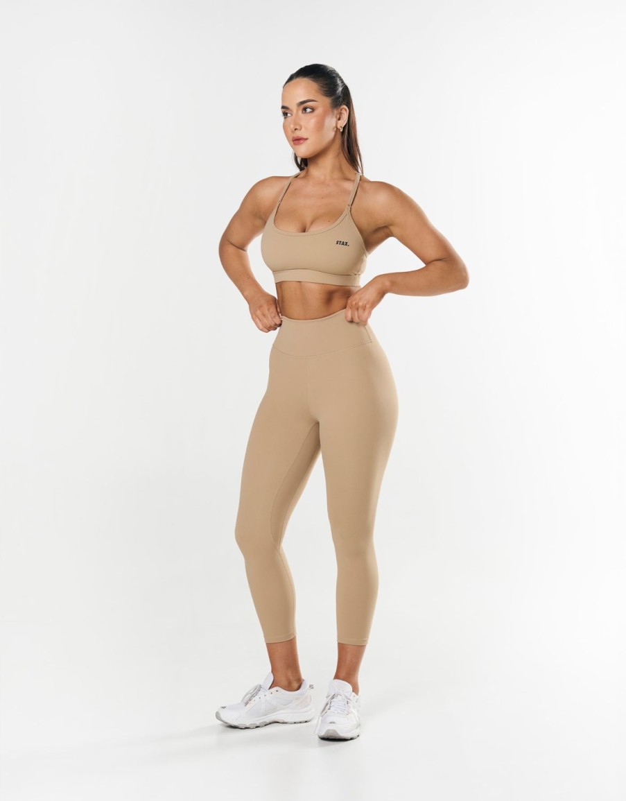 Women STAX Sports Bras & Crop Tops | Strappy Crop Nandex Sand Beige