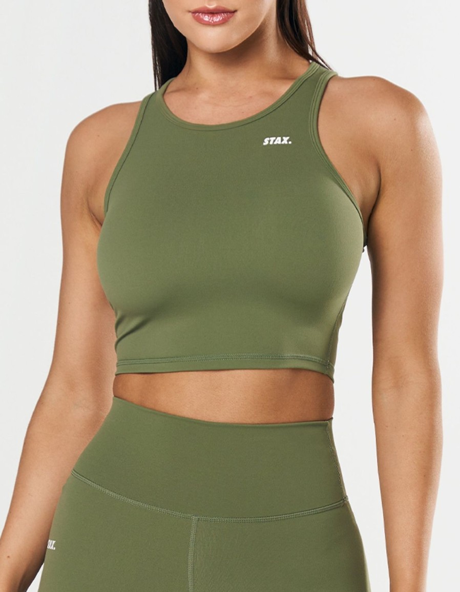 Women STAX Tanks & Singlets | Cropped Tank Nandex Khaki