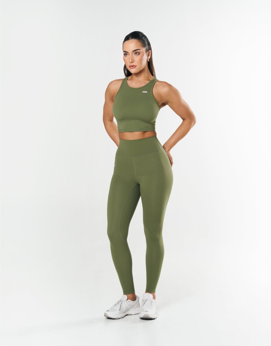 Women STAX Tanks & Singlets | Cropped Tank Nandex Khaki