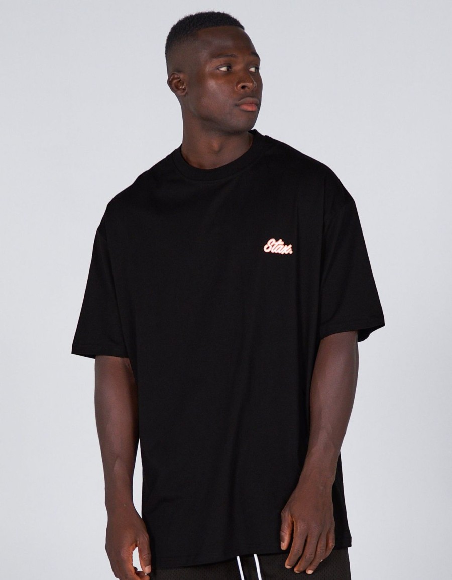 Men STAX T-Shirts & Vests | Court Drip Basketball Tee Black & Orange