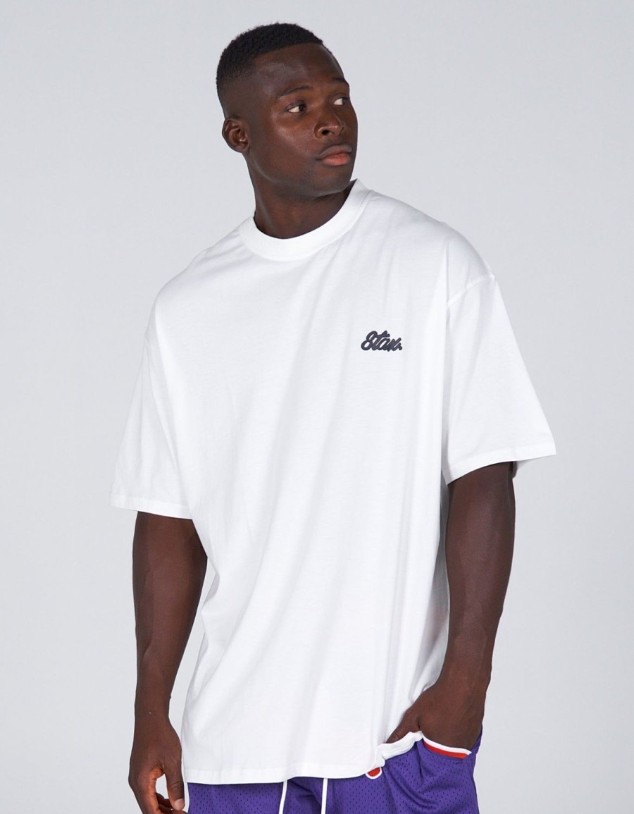 Men STAX T-Shirts & Vests | Court Drip Basketball Tee White & Black