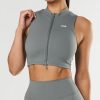 Women STAX Sports Bras & Crop Tops | Base Sleeveless Zip Tank Nandex Thyme