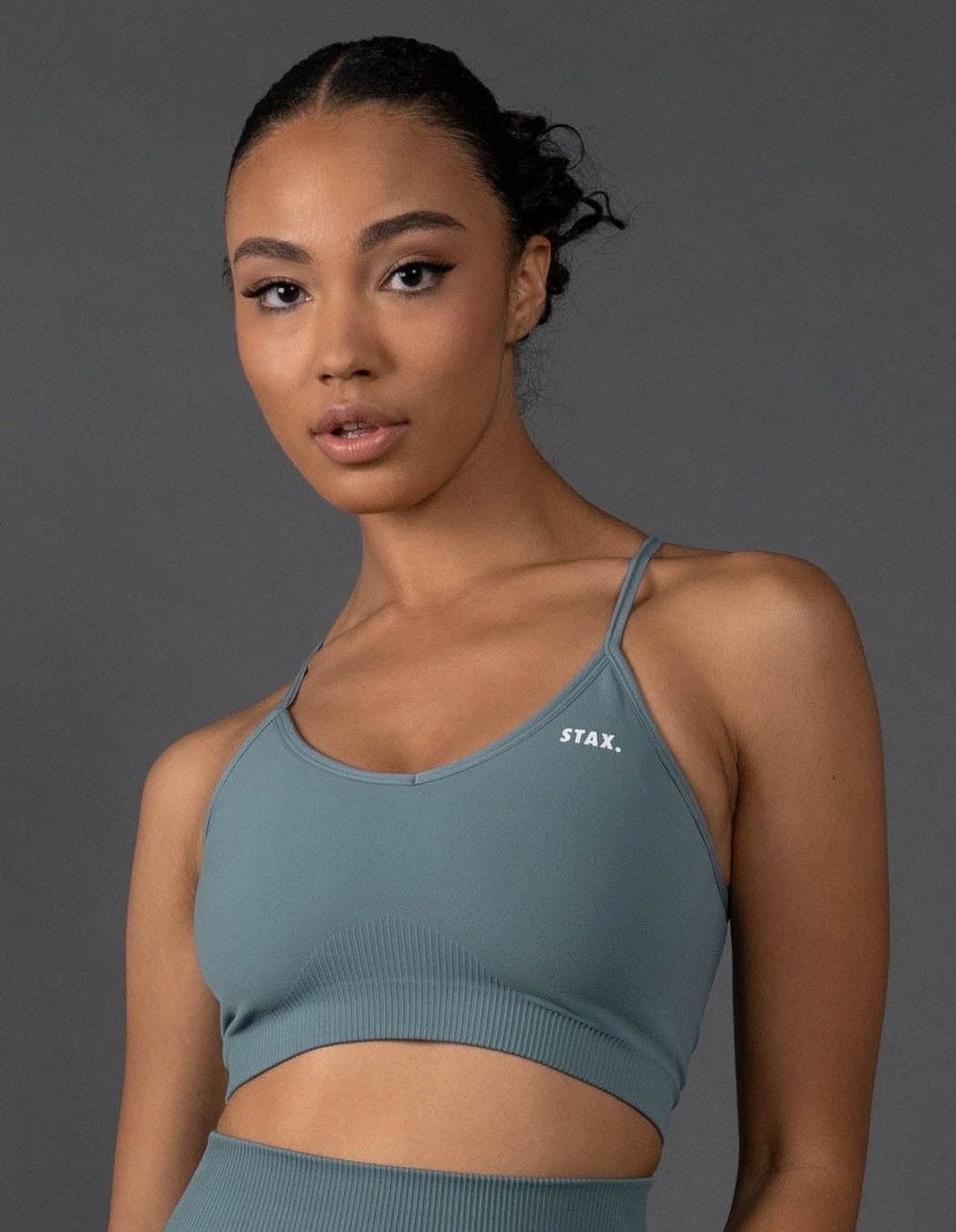 Women STAX Sports Bras & Crop Tops | Premium Seamless Strappy Crop V5.1 Mist