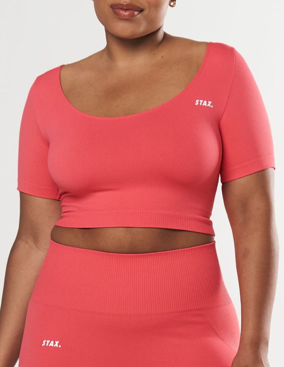 Women STAX Sports Bras & Crop Tops | Premium Seamless Scoop Tee Pink