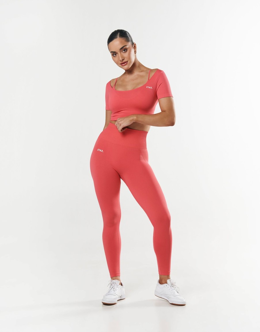 Women STAX Sports Bras & Crop Tops | Premium Seamless Scoop Tee Pink