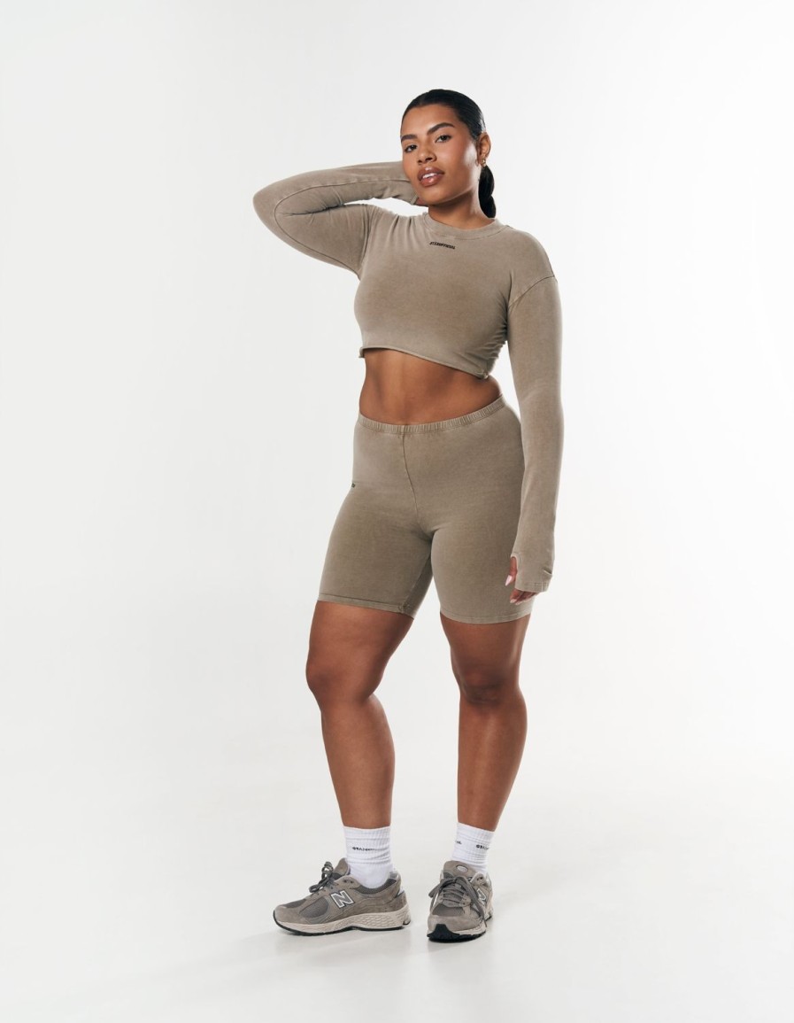 Women STAX Long Sleeve Tops | Oos Cropped Long Sleeve Earth