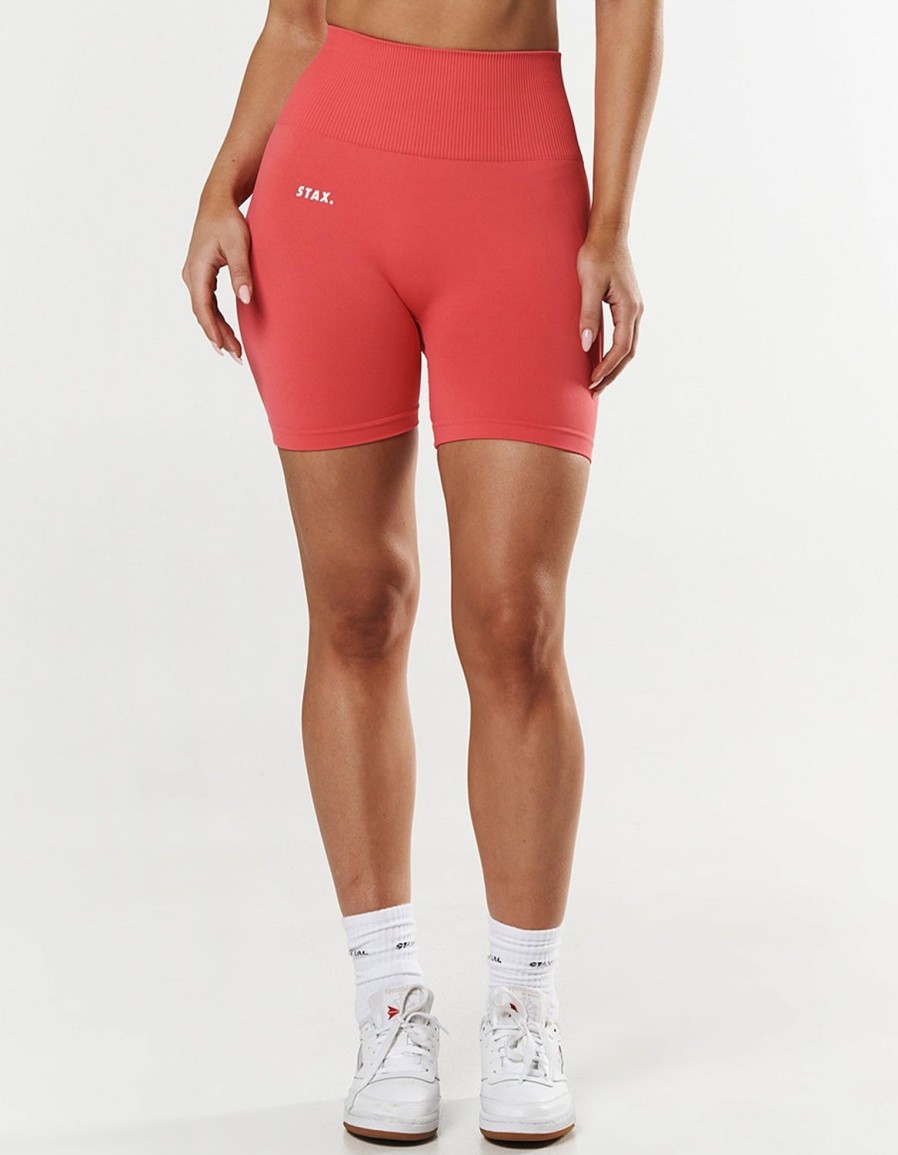 Women STAX Shorts | Premium Seamless Midi Bike Shorts Pink