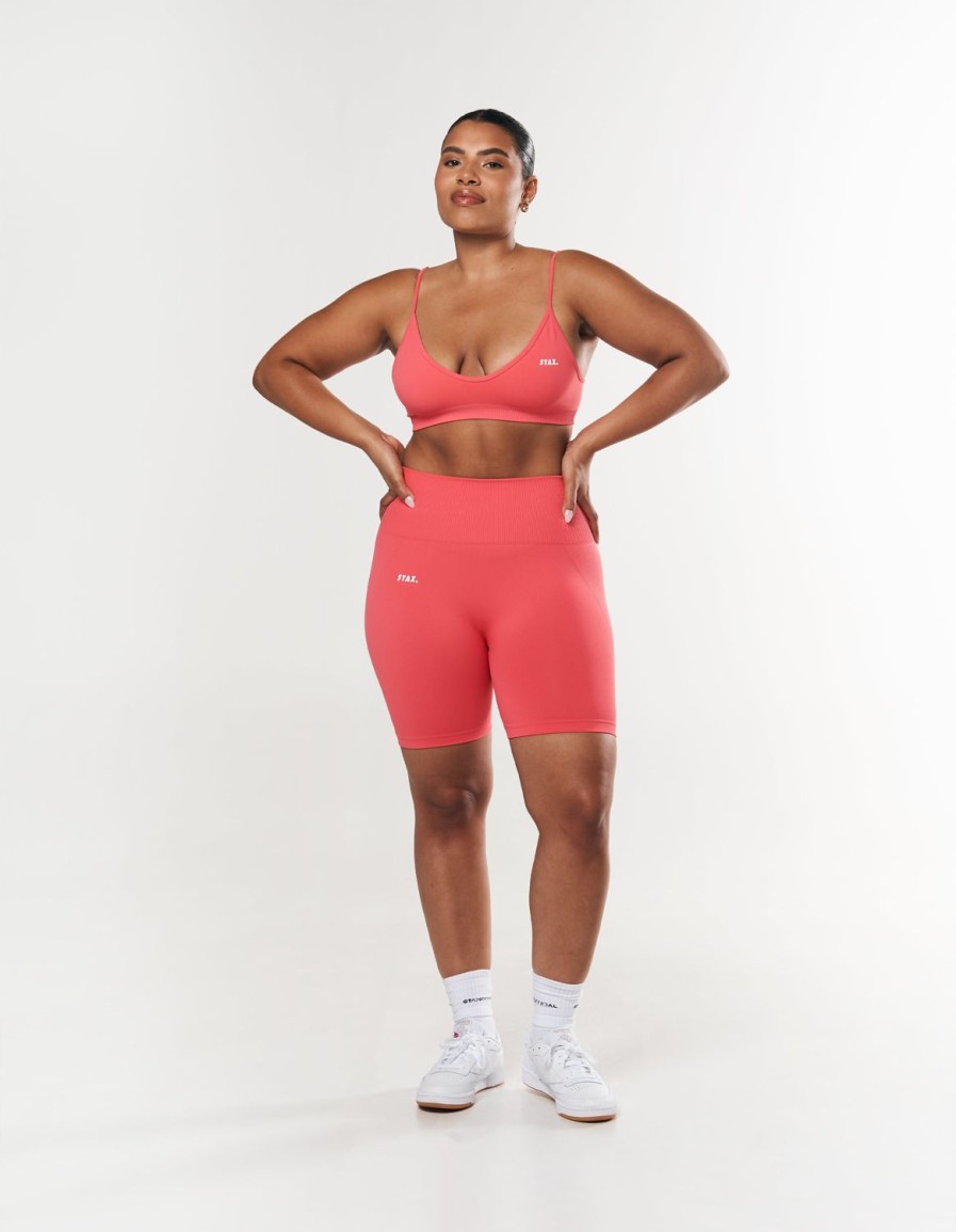 Women STAX Shorts | Premium Seamless Midi Bike Shorts Pink