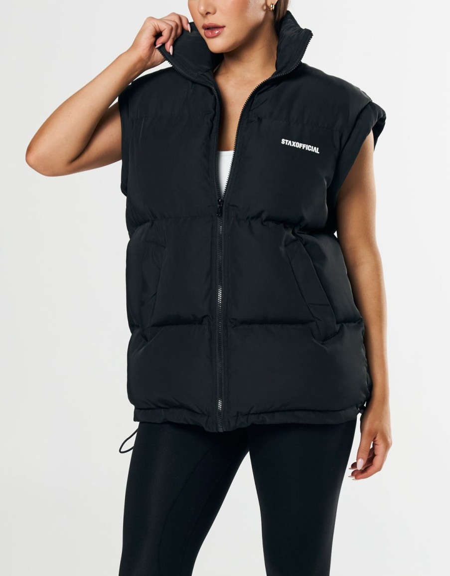 Women STAX Jackets & Coats | Oversized Sleeveless Puffer Black