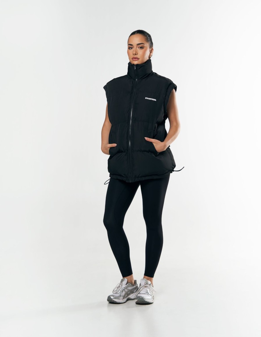 Women STAX Jackets & Coats | Oversized Sleeveless Puffer Black