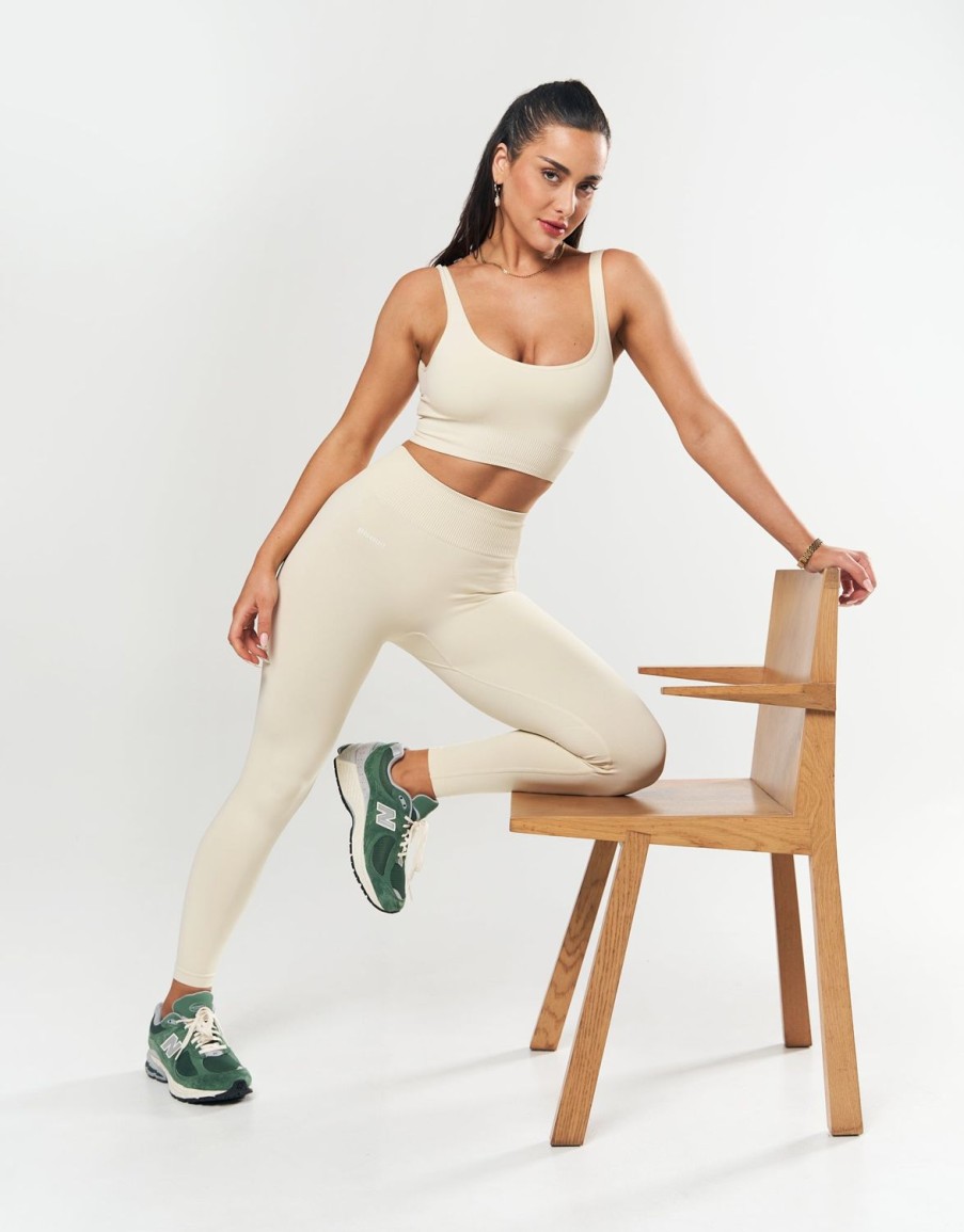 Women STAX Sports Bras & Crop Tops | Seamless Low Back Crop Butter