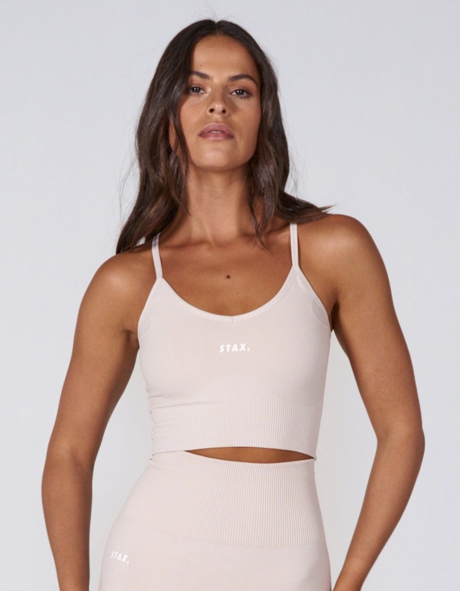 Women STAX Sports Bras & Crop Tops | Premium Seamless Favourites Strappy Crop Bone