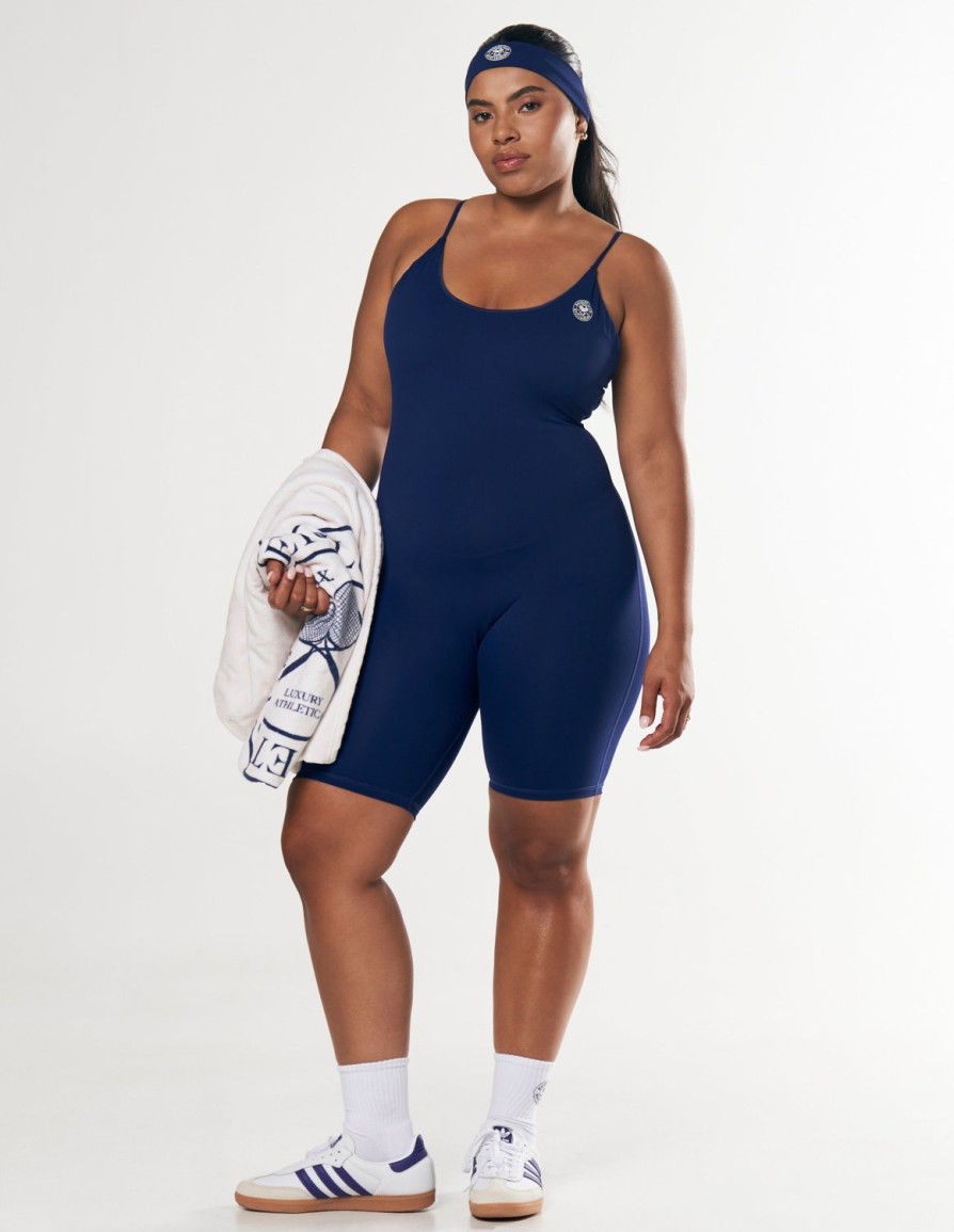 Women STAX Bodysuits | Racquet Club Short Leg Bodysuit Navy