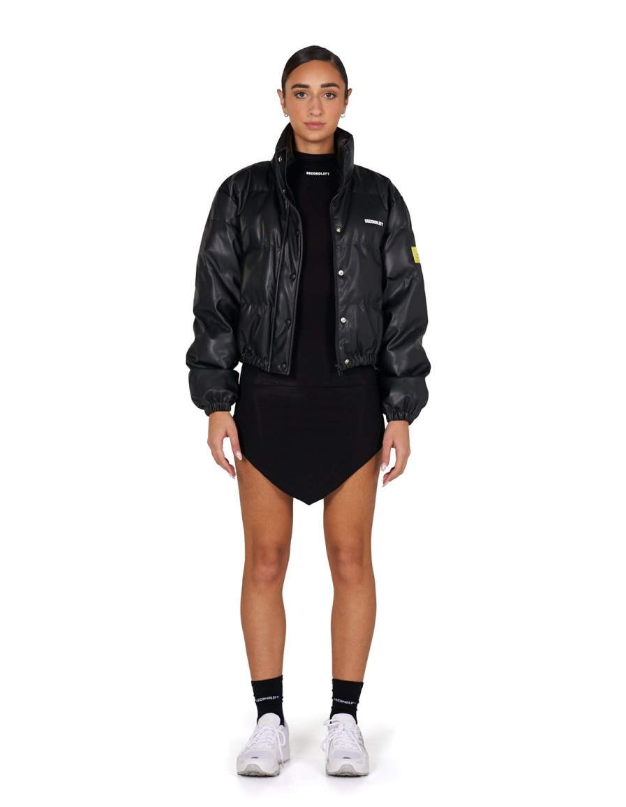 Women STAX Jackets & Coats | S1 Faux Crop Jacket Black