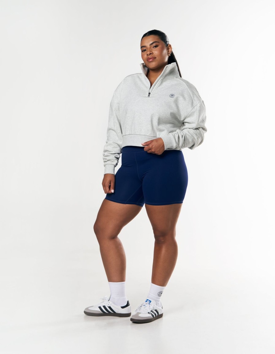 Women STAX Hoodies & Sweaters | Racquet Club Quarter Zip Crew Grey Marle