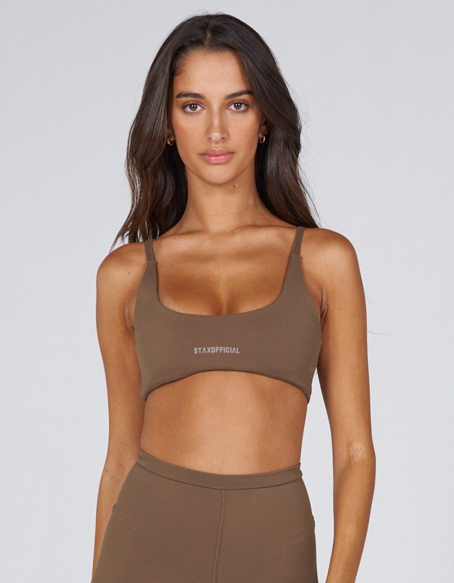 Women STAX Sports Bras & Crop Tops | Aw Desert Crop Tuscan (Brown)