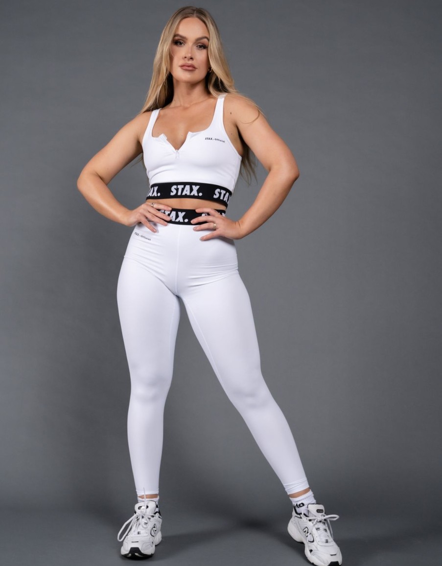 Women STAX Sports Bras & Crop Tops | Wb Zip Crop White