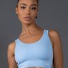 Women STAX Sports Bras & Crop Tops | Premium Seamless Low Back Crop Lounge V5.1 Baby Blue