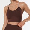 Women STAX Sports Bras & Crop Tops | Premium Seamless Strappy Crop Umber