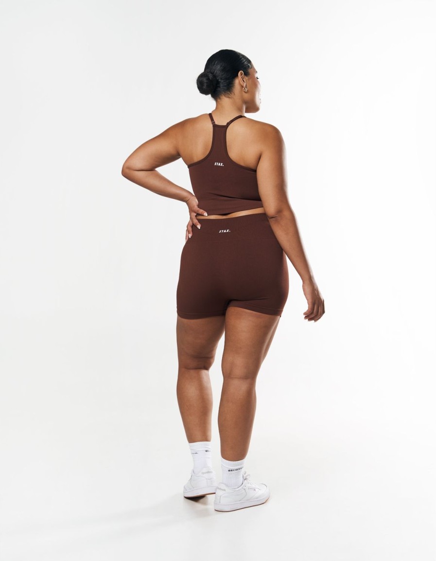 Women STAX Sports Bras & Crop Tops | Premium Seamless Strappy Crop Umber