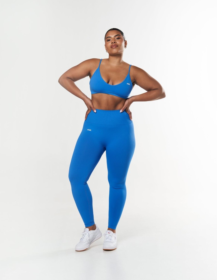 Women STAX Sports Bras & Crop Tops | Premium Seamless Summer Bralette Blue