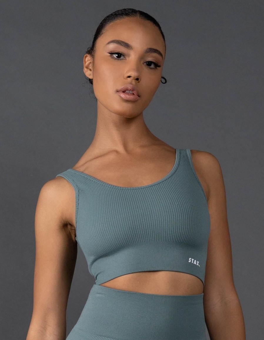 Women STAX Sports Bras & Crop Tops | Premium Seamless Low Back Crop Lounge V5.1 Mist