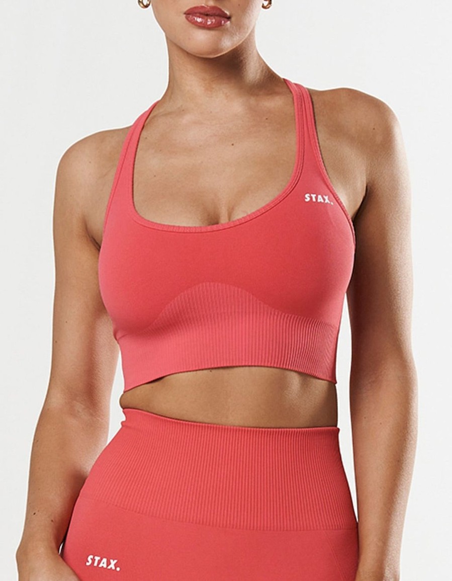 Women STAX Sports Bras & Crop Tops | Premium Seamless Summer Racer Crop Pink