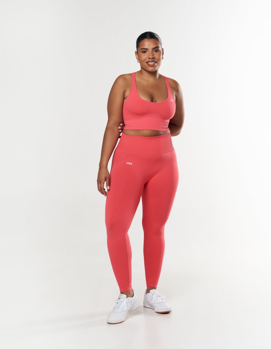 Women STAX Sports Bras & Crop Tops | Premium Seamless Summer Racer Crop Pink