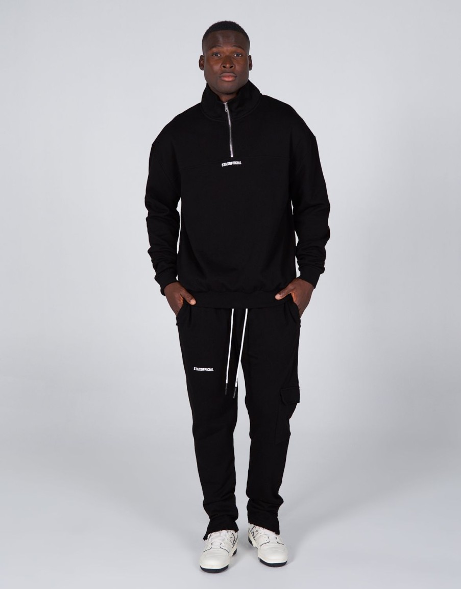 Men STAX Hoodies & Sweatshirts | Mens Quarter Zip Crew Black