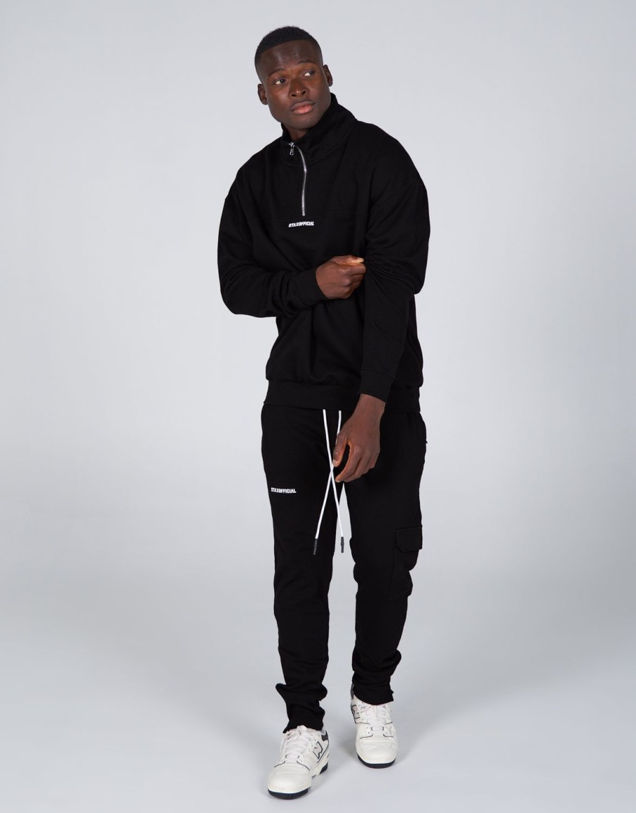 Men STAX Hoodies & Sweatshirts | Mens Quarter Zip Crew Black