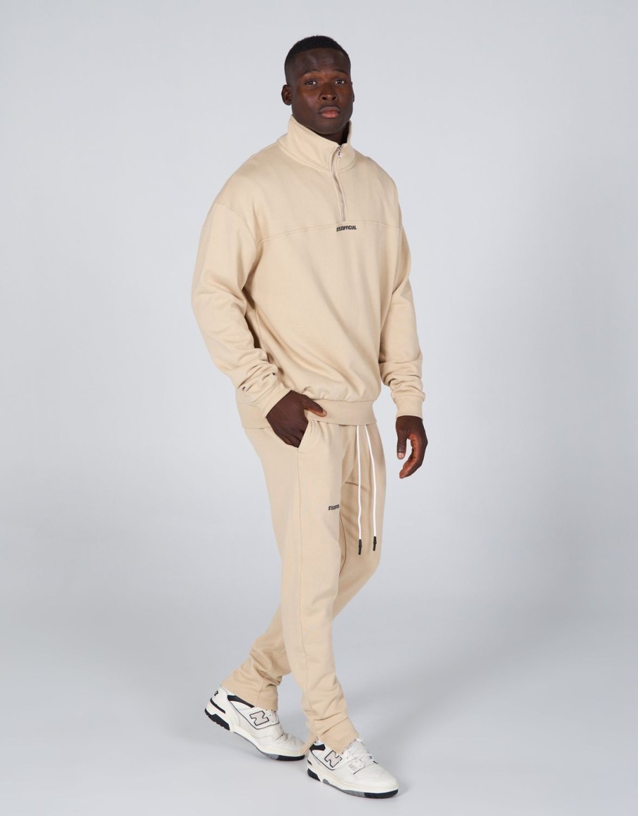 Men STAX Joggers | Mens Fitted Jogger Cream