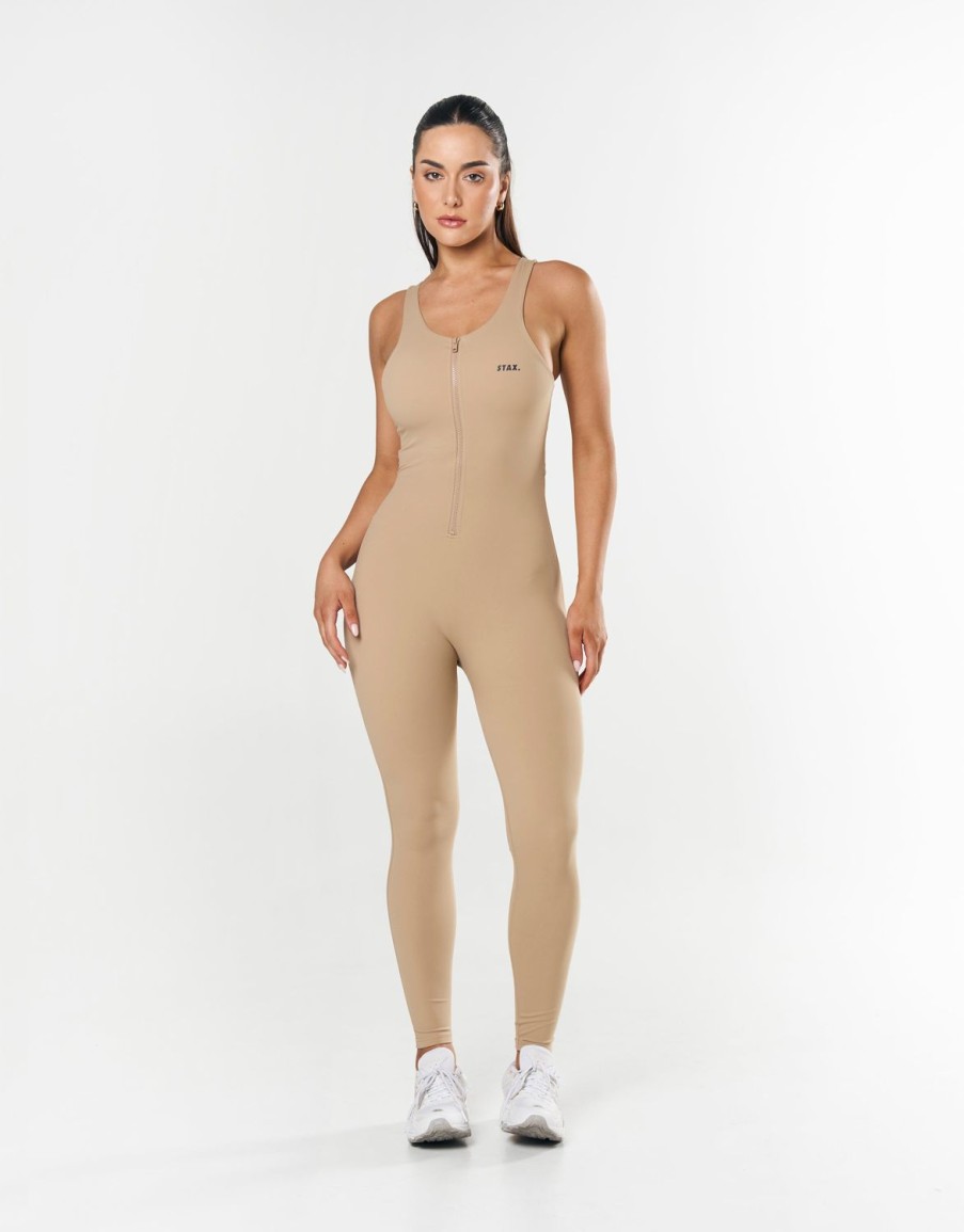 Women STAX Bodysuits | Full Length Bodysuit Nandex Beige