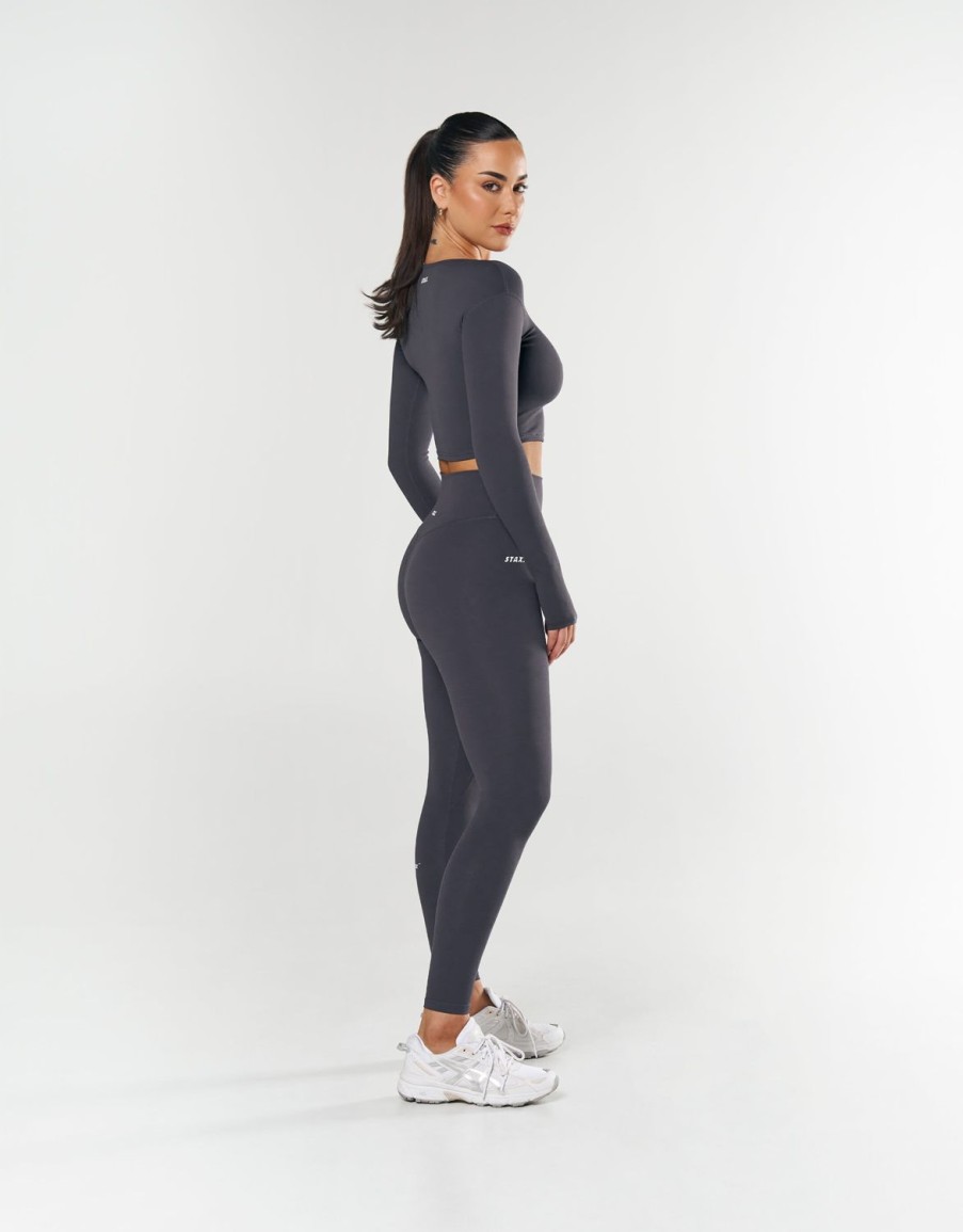 Women STAX Long Sleeve Tops | Scoop Long Sleeve Nandex Dark Grey