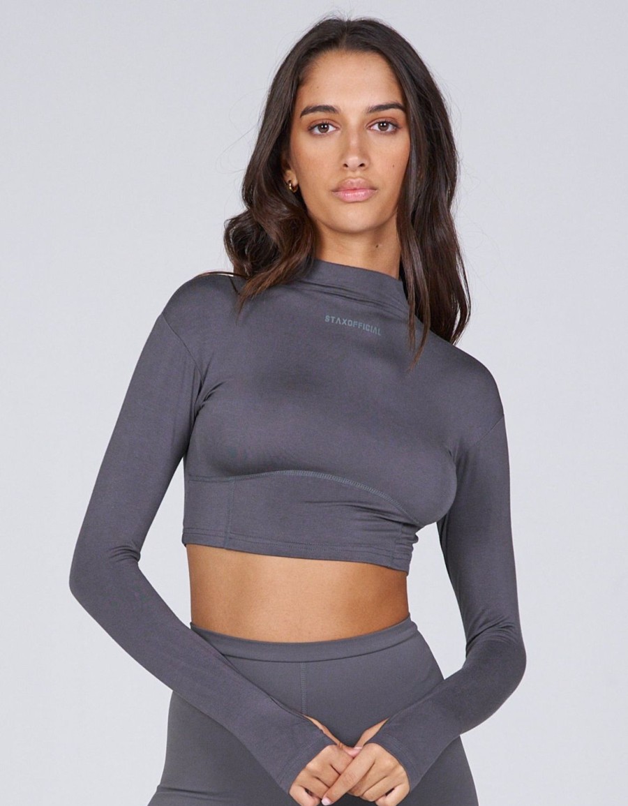 Women STAX Long Sleeve Tops | Aw Ocean Long Sleeve Ash (Grey)