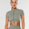 Women STAX Sports Bras & Crop Tops | Base Zip Crop Nandex Sage