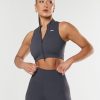 Women STAX Sports Bras & Crop Tops | Base Sleeveless Zip Tank Nandex Dark Grey