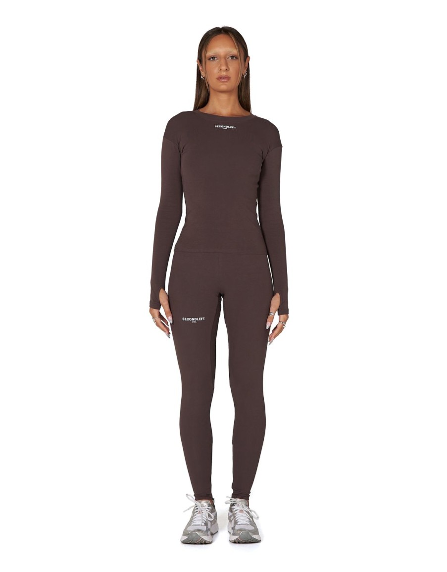 Women STAX Long Sleeve Tops | Sl Bw Long Sleeve Sable Brown