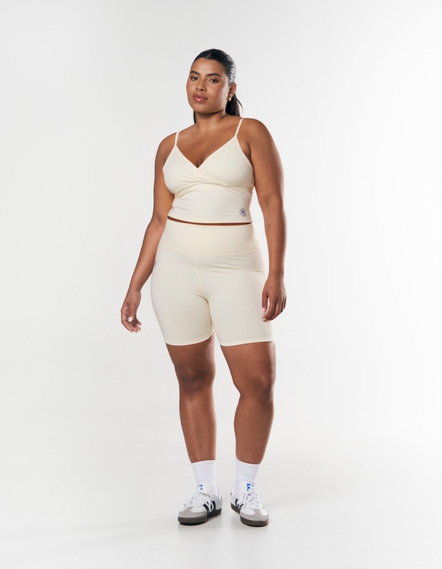 Women STAX Shorts | Racquet Club Midi Bike Shorts Cream