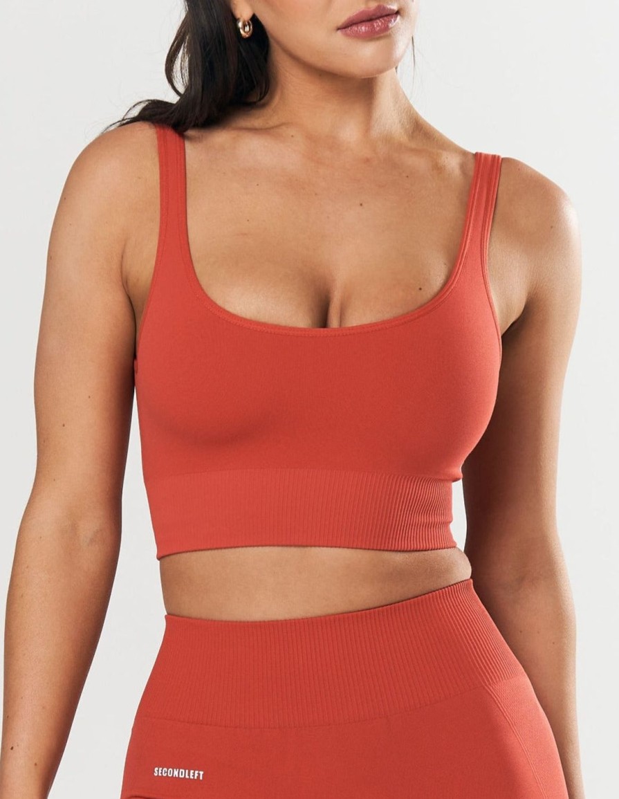 Women STAX Sports Bras & Crop Tops | Seamless Low Back Crop Red