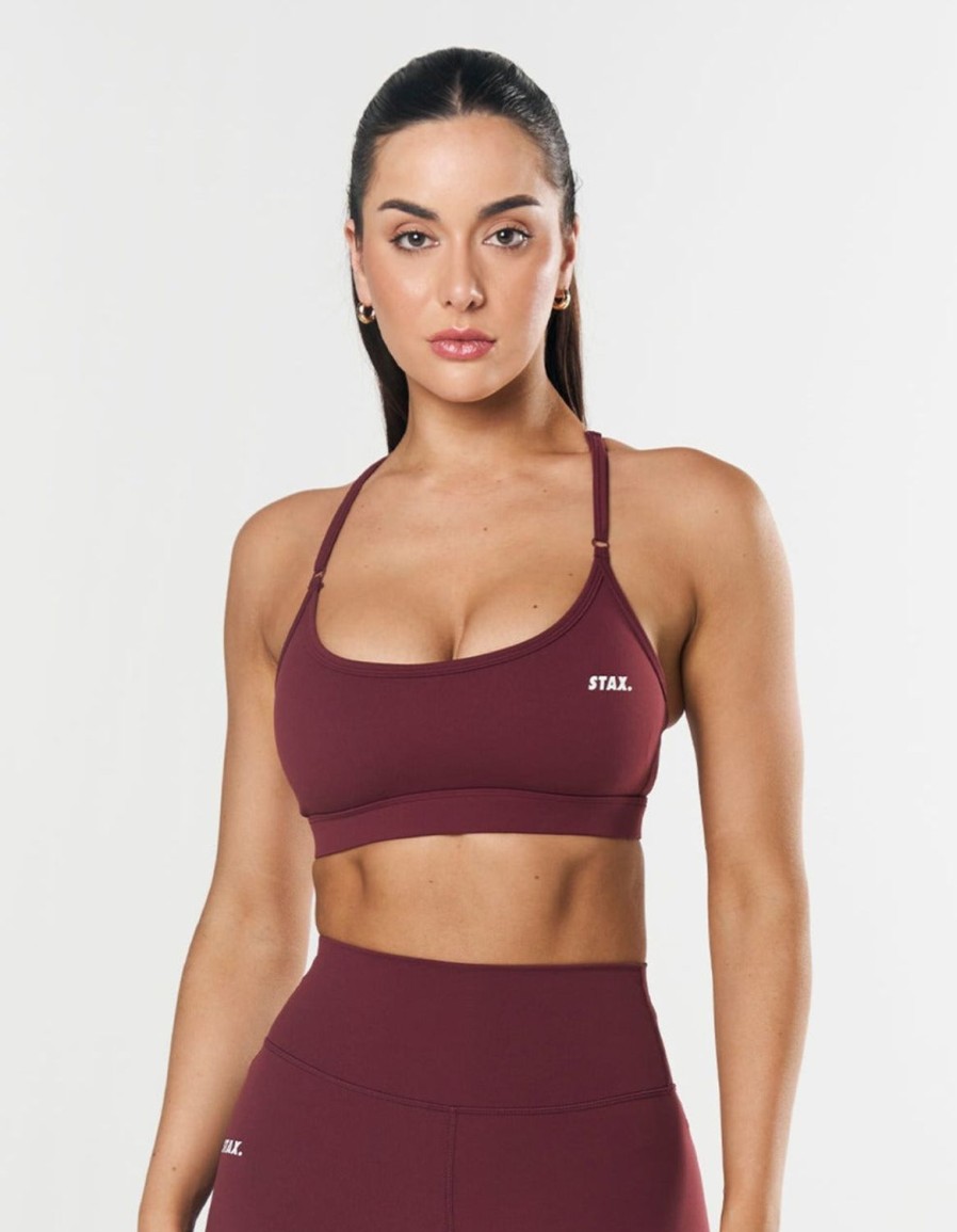 Women STAX Sports Bras & Crop Tops | Strappy Crop Nandex Maple Burgundy